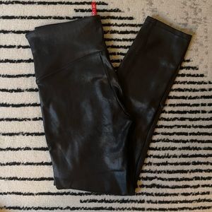 Spanx Black Faux Leather Petite Leggings